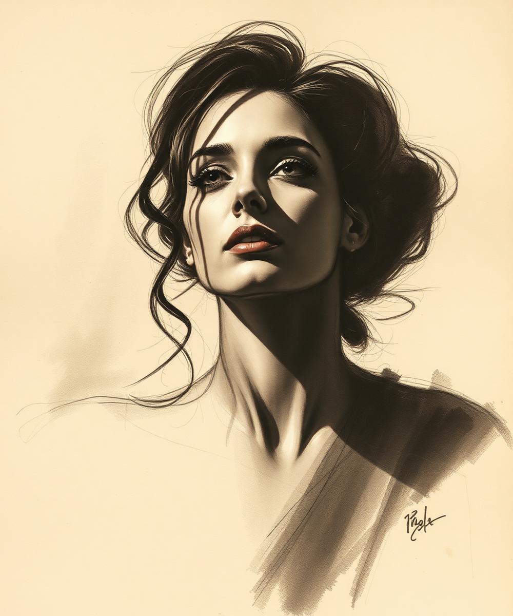 Charcoal portrait of a woman