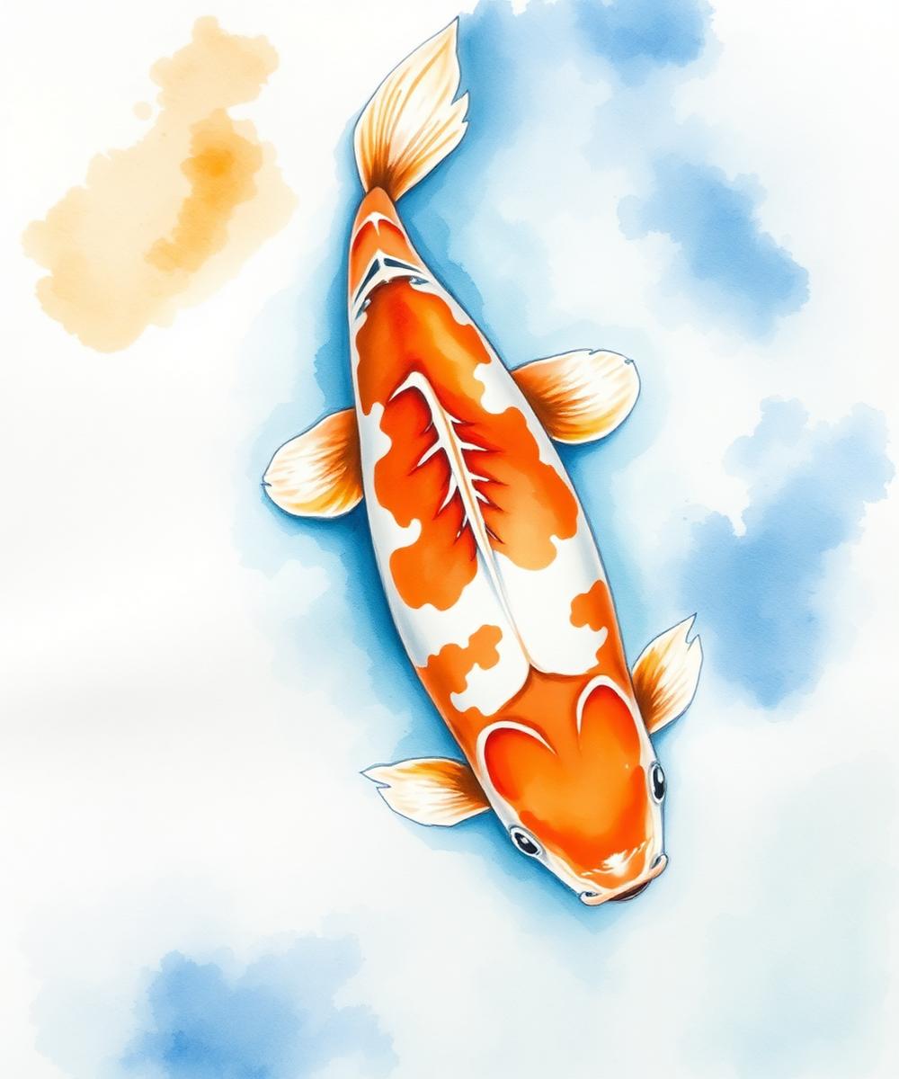 Watercolor koi fish